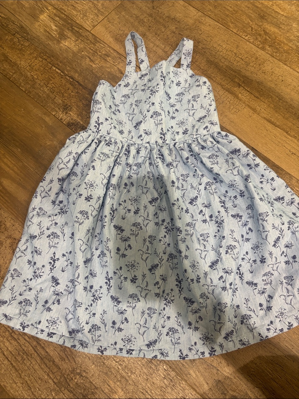 Lucky Penny - Girls' Light Blue Floral Cotton Sundress with Adjustable Straps